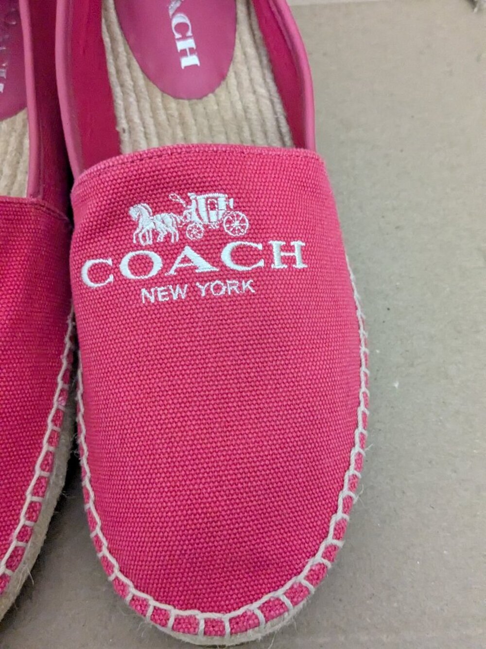 Coach Women's Rhoda Canvas Espadrilles in Bright Pink Size 10M . - Picture 6 of 12